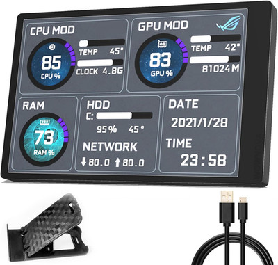 WOWNOVA English Version Computer Temp Monitor, ARGB PC Case Display, IPS USB Min