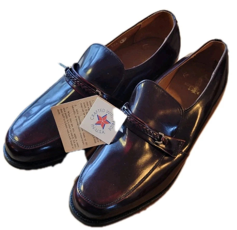 Vtg 60s Mason\'s Shoes Leather‎ Moc Toe Dress buckle Loafers 9.5 made in usa Vintage 60s Mason Shoes Brown Leather Gator Horsebit Vamp  main image 3