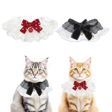 Cat CollarPet Lace Bib Collar Cats Dress Up Accessories Red Black 2 Pcs