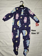 Care Bears Purple One Piece Footed Pajamas Fleece Long Sleeve 3T Cartoon