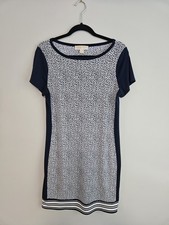 Michael Kors Women's S Blue/White Geometric Stretch Shift Dress