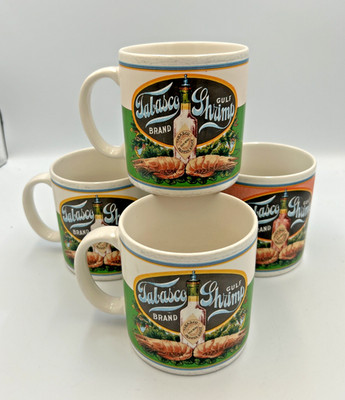TABASCO Set of 4 Mugs : Fig-Jam, Gulf Shrimp, Okra & Tomatoes, Standard Oysters