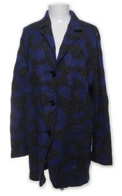 Mohair Strickjacke blau N4 MARC CAIN 40 Mantel Longjacke schwarz weiß Wolle edel