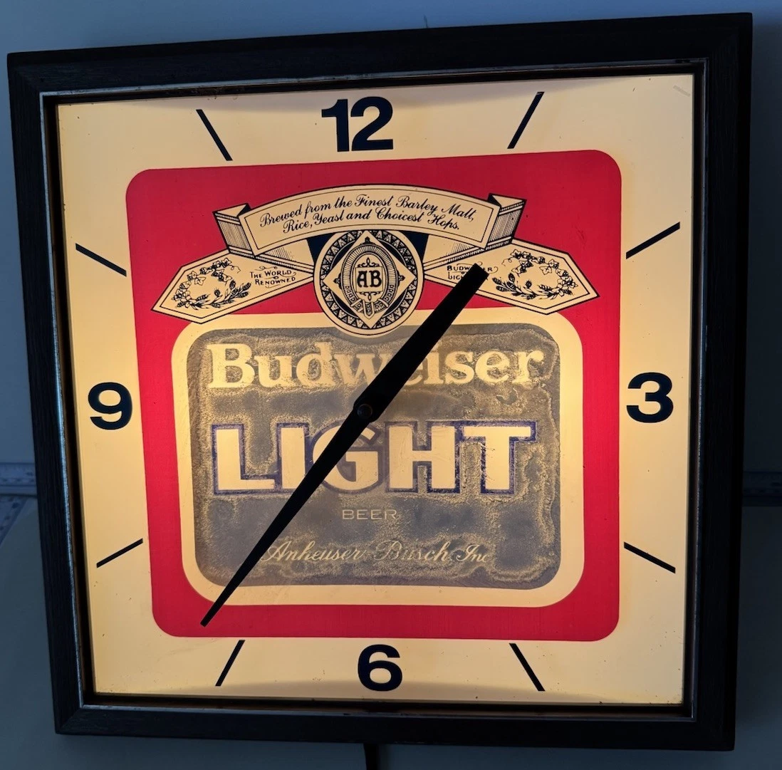 Budweiser Light Clock In Collectible Budweiser Signs & Tins for