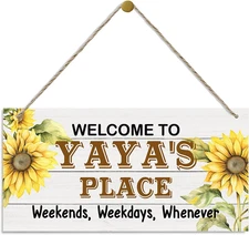 Rustic Welcome to Yaya'S Place Decor Sign, Welcome Decor Sign, Sunflower Sign, H