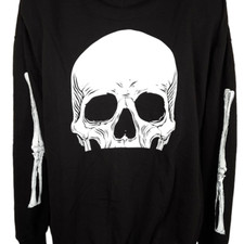 Skull Skeleton Sweatshirt Hoodie Mens Size 2XL Horror Bones Streetwear Pullover