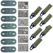 Blood Type Hook and Loop Morale Tag Patch Military Tactical PVC Nylon Medic