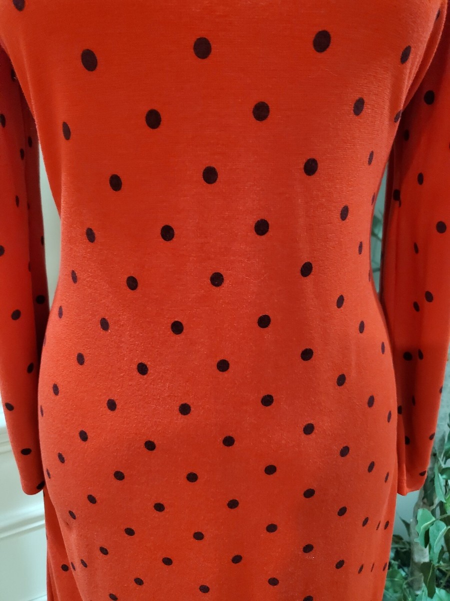 Old Navy Women's Red Polka Dot Rayon Round Neck Long Sleeve Knee Length  Dress S | eBay