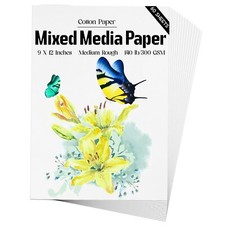 Mixed Media Paper 60 Sheets 9 X 12 Inches 140 LB/300 GSM Heavyweight Cotton P...