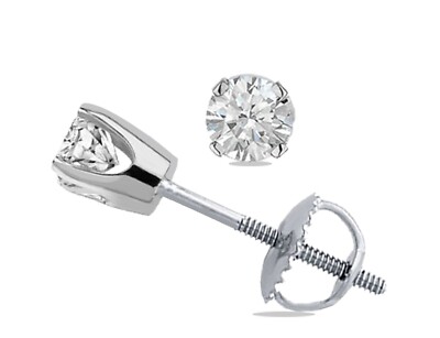 0,22 ct Rundschliff GRA MOISSANIT Ohrstecker Schraubverschluss 14 K Weißgold Geschenk Neu