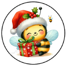 ADORABLE CHRISTMAS BEE WITH GIFTS ENVELOPE SEALS LABELS STICKERS PARTY FAVORS