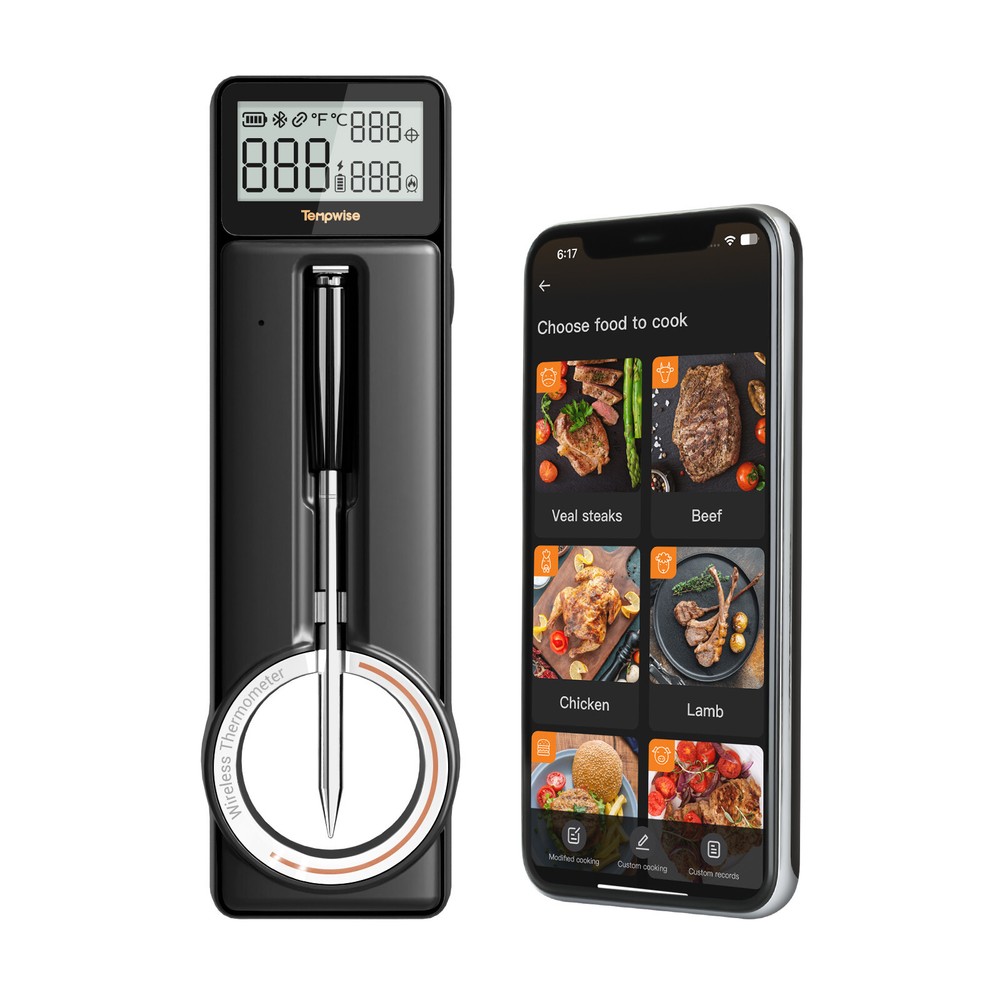 Bluetooth Meat Thermometer for BBQ Cooking with 100℃/212℉ Multi-Alarm