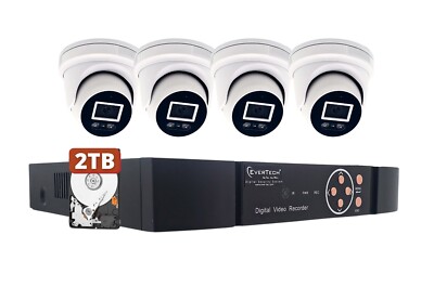 Evertech 8 Channel H.265 4K NVR PoE 4MP IP Security Camera System 2TB for 24/7