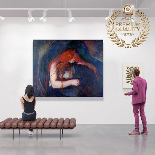 Edvard Munch Love and Pain Vampire 15x23 in 3D EffectsTexture Gel Handmade - Picture 4 of 8