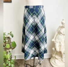 1970s John Meyer College Plaid Aline Shin Length Skirt Cottagecore Hygge Small