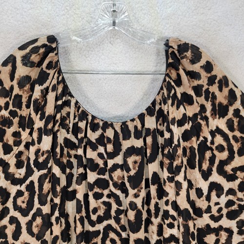 Camicetta tunica slim Y2K stampa leopardata chiffon pipistrello floreale da donna taglia L - Foto 16 di 23