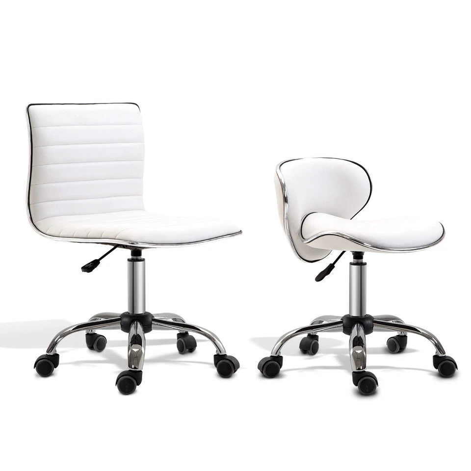 Ergonomic Executive Office Chair Computer Armless PU Wheels 360 Swivel White