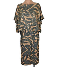 PATRA Womens Dress 8 Metallic Vintage Black Rust Silver Psychedelic Blouson 90s