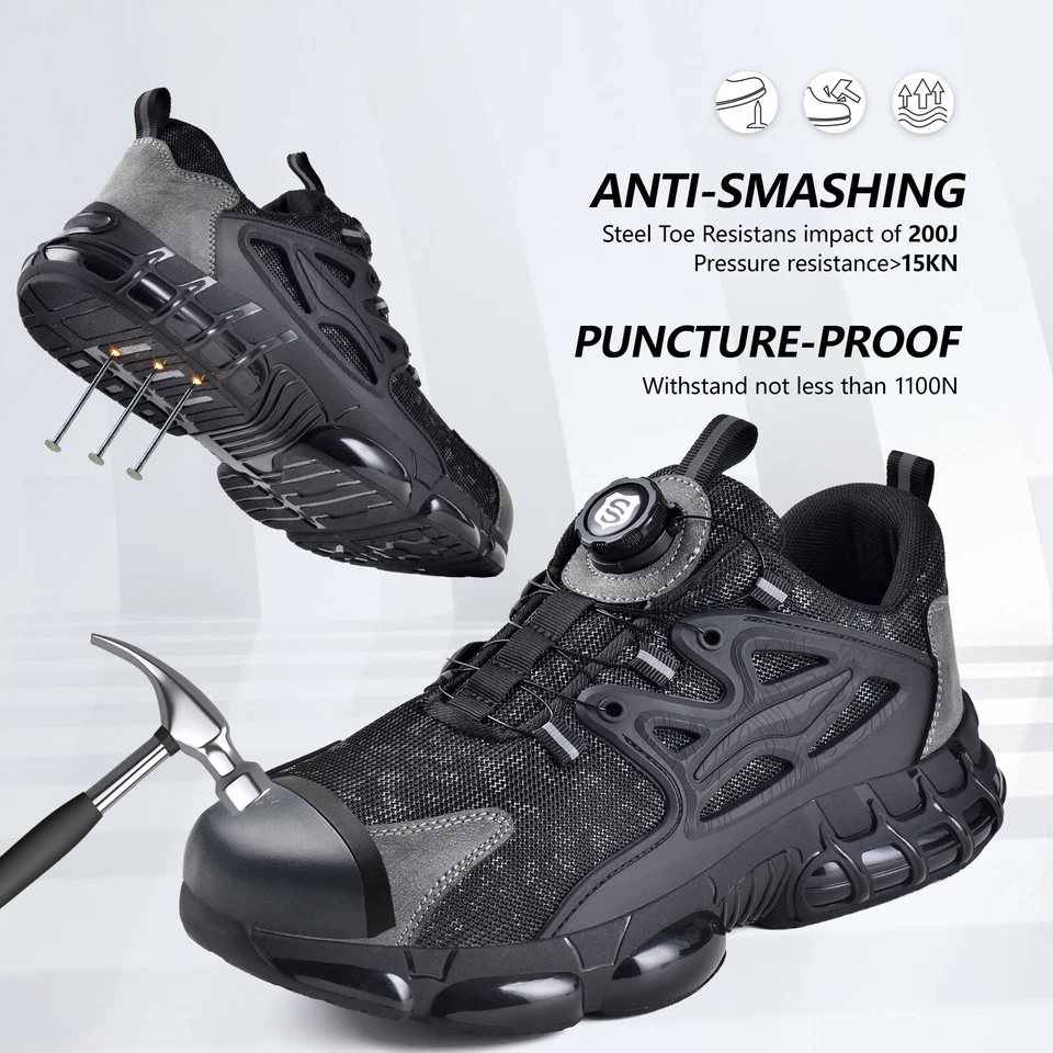 SUADEX Neu Herren Sneaker Sicherheitsschuhe Stahlkappe Leichte Arbeitsschuhe - Bild 3 von 4