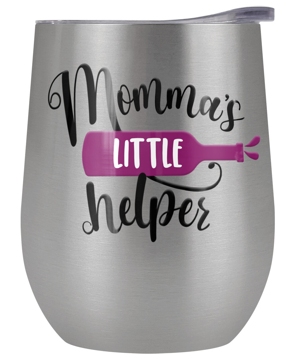 Generic Momma's Little Helper 12oz Wine Tumbler Steel Insulated Leak Resistant