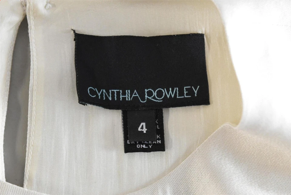 Vestido para mujer Cynthia Rowley talla 4 negro marfil funda por encima de la rodilla sin mangas seda Foto 4 de 4