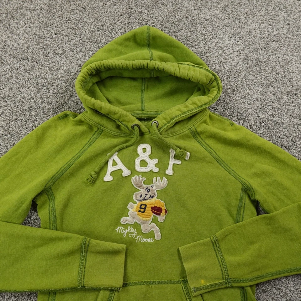 Винтажный Abercrombie Fitch толстовка с капюшоном женщин M зеленый лось аппликация толстовка гранж Y2K - Изображение 3 из 4