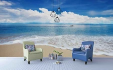 3D Blue Sea Sky Self-adhesive Removeable Wallpaper Wall Mural Sticker 55
