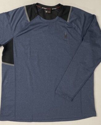 SPYDER Men's Active Pro Web Long Sleeve Shirt MEDIUM Midweight Base Layer BLUE