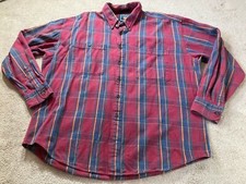 VINTAGE Chaps Ralph Lauren Mens Size XL Button Up Shirt Red Plaid Long Sleeve