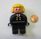 Lego Duplo Blonde Woman Mom In Black Tux Uniform W/ Tie 2.5" Figure Vintage