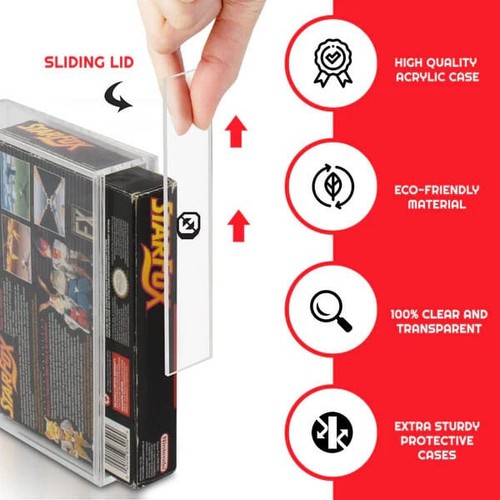 EVORETRO 2 x CLEAR ACRYLIC PROTECTOR CASES FOR SNES / N64 VIDEO GAMES MISP - Picture 3 of 12