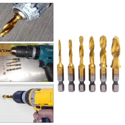 Spiral Flute Hex Shank HSS Metric Tap Drill for Tapping Threads 6 Sizes