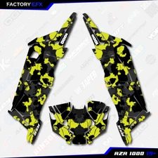 Black & Yellow Distressed Graphics kit fits Polaris RZR XP 1000 4 Door 19-23
