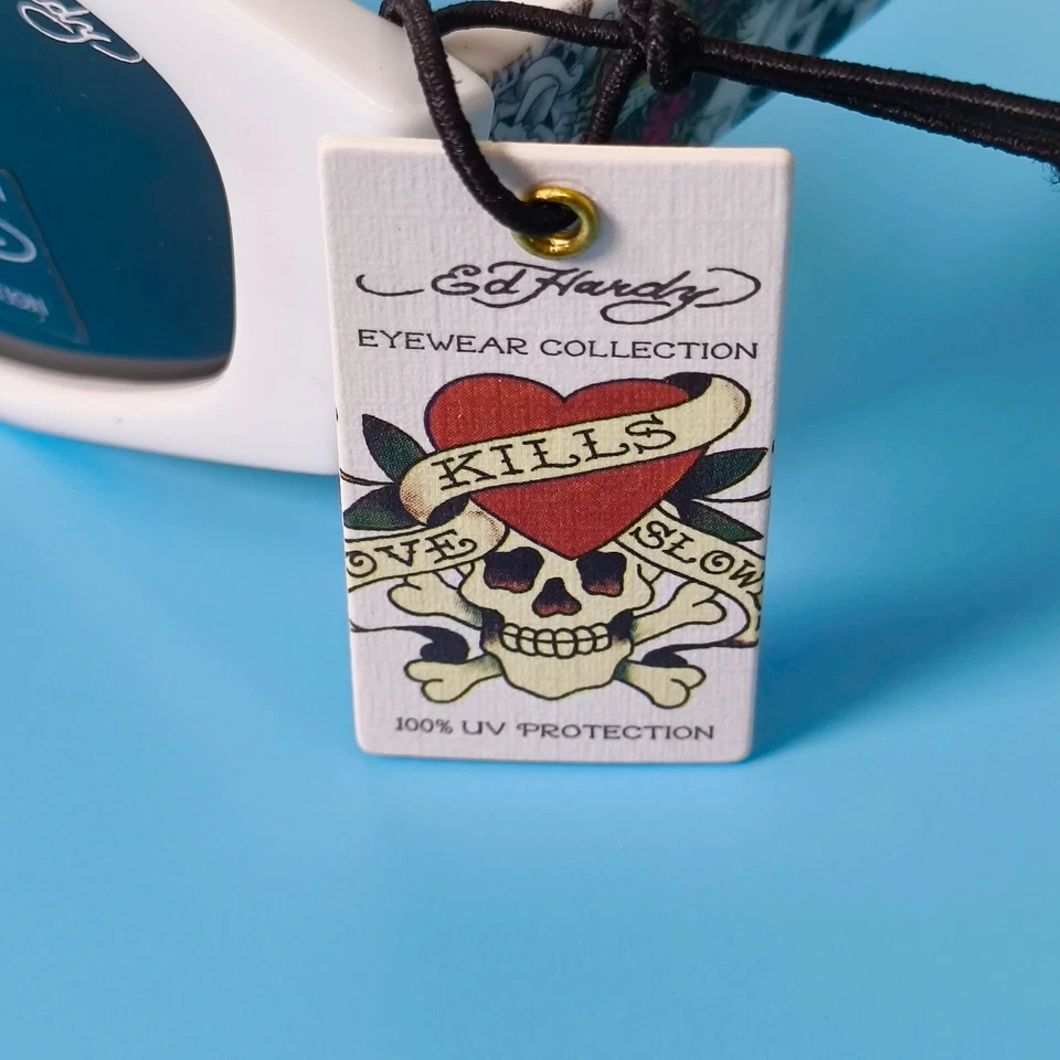 Óculos de sol Ed Hardy Love Kills Slowly Carnivore Skulls 100% proteção UV - Imagem 3 de 4