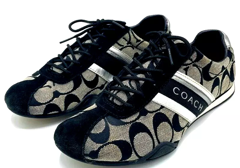 COACH Women s Jayme Signature Black and Silver Canvas Athletic