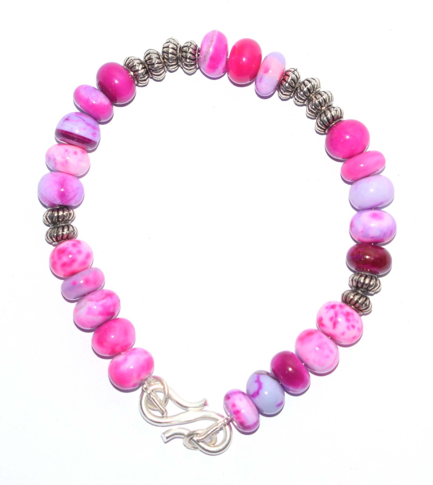 Perlas Redondas Suaves De Ópalo Rosa Natural De 8-9 Mm 9" Hilo Pulsera DF-41