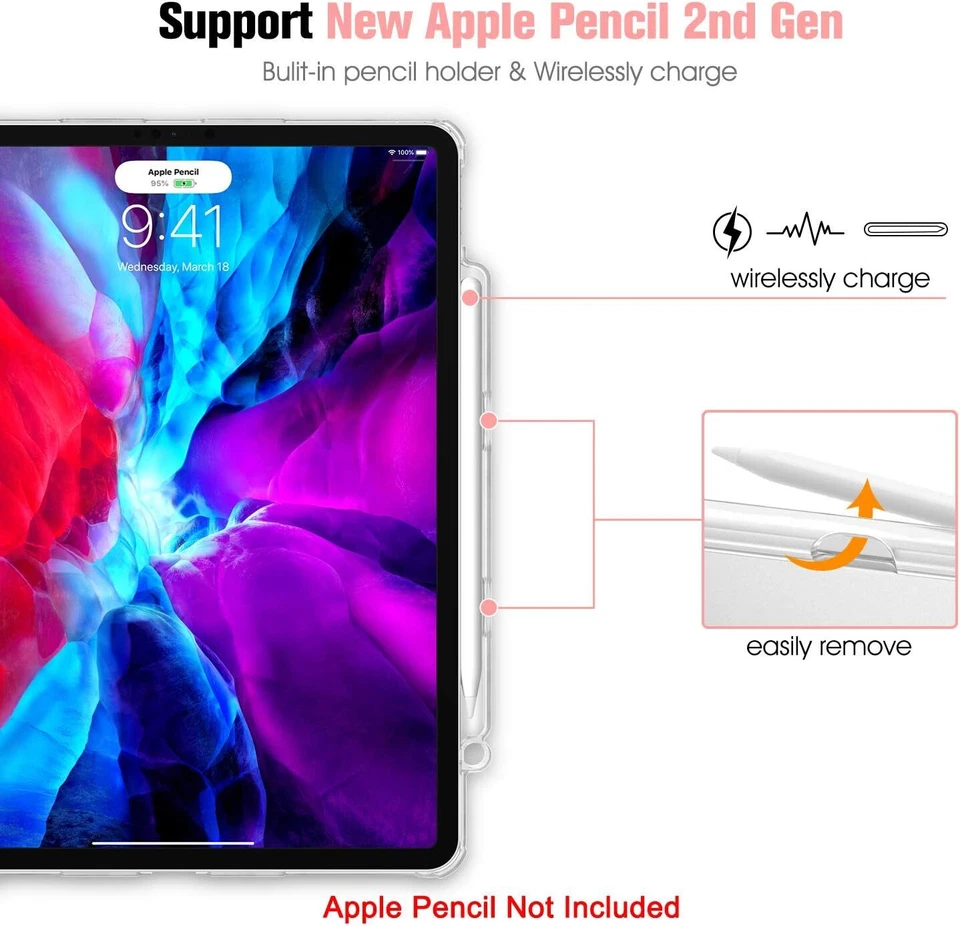 Slim Case for iPad Pro 12.9'' 4th 2020/2018 with Pencil Holder Frosted Cover - Image 4 of 4