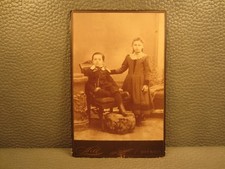 Victorian Antique Cabinet Card Photo of Brother and Sister, Kids, Children