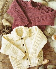 1430 Baby Boy Girl Aran Jacket & Sweater Vintage Knitting Pattern 20-30"