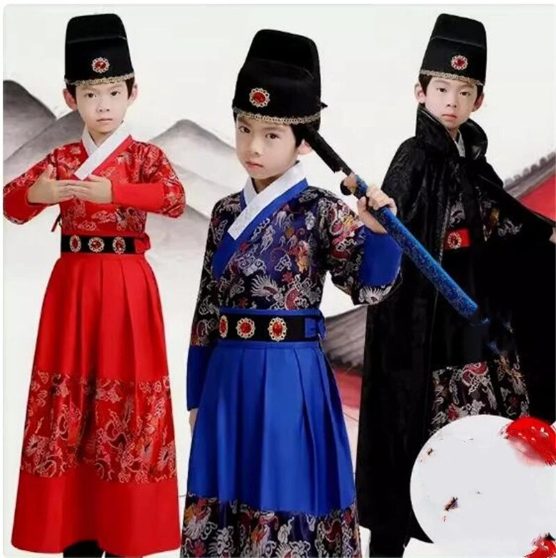 Мужской мальчик древний Hanfu костюм китайский производительности наряд косплей ретро - Изображение 3 из 4