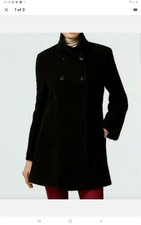 Larry Levine Women's Double Breasted Black Coat Size L