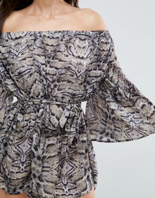 Nwt Bond-eye Sexy Schulterfrei Leopard Zigeuner Me Top Badeanzug Bedeckung DAMEN