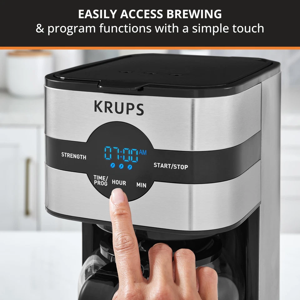 KRUPS Simply Brew 10 Cup Stainless Steel Coffee Maker with Programmable Timer - Image 2 of 4