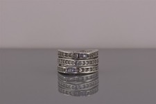 Sterling Silver Offset Angled Triple Cubic Zirconia Band Ring 925 Sz: 7