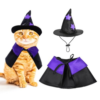 Dxhycc Halloween Pet Costume Cat Wizard Costume Funny Wizard Cat Clothes Cloa...
