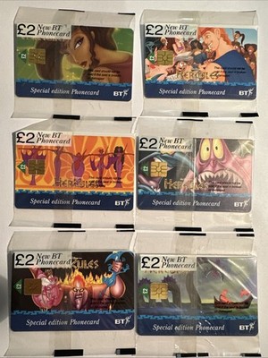 NEU SELTEN RETRO UK BT Telefonkarten 6 x £2 Disney Hercules Set VERSIEGELT neuwertig
