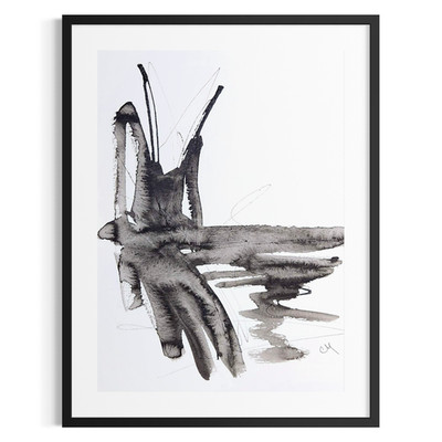 Original Abstract 9x12 Painting Ink Black White Modern Wall Art Home Decor