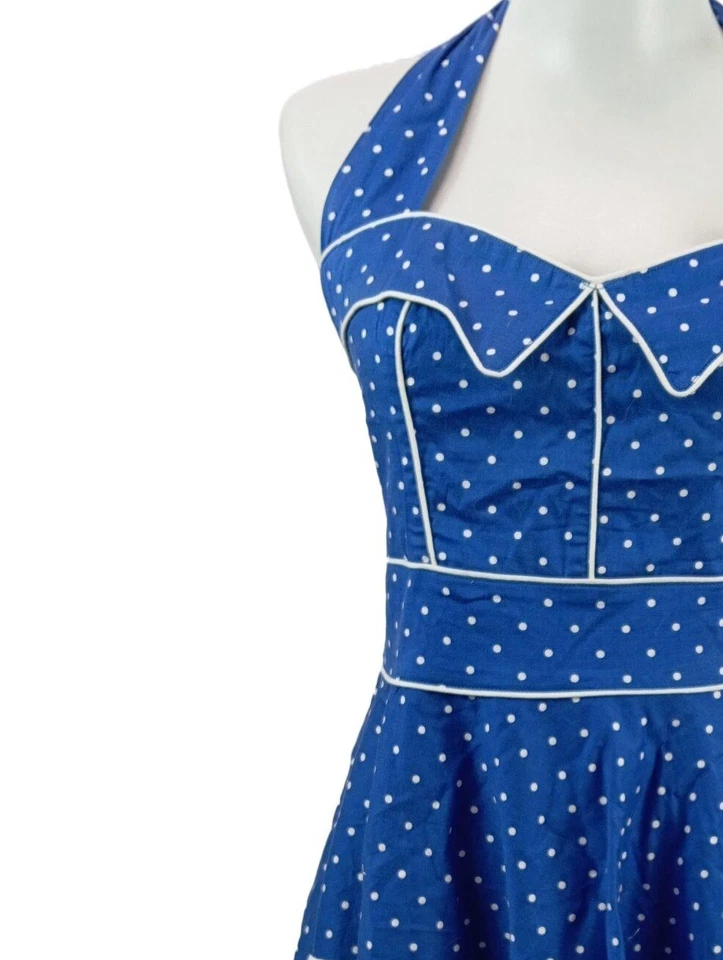 HELL BUNNY Vestido de cuello Halter Mujeres Vestido Talla EU 38 azul look casual - Imagen 3 de 4