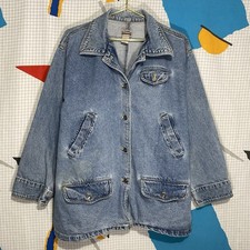 Vintage 90s Denim Chore Jacket Large 80s Barn Coat Grunge Fisherman Indie