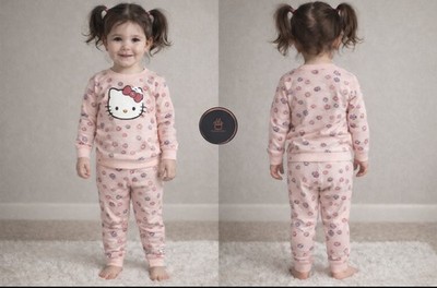 HELLO KITTY Girls 2 Piece Pants Top Set 4T Pink Purple Floral Cotton NEW